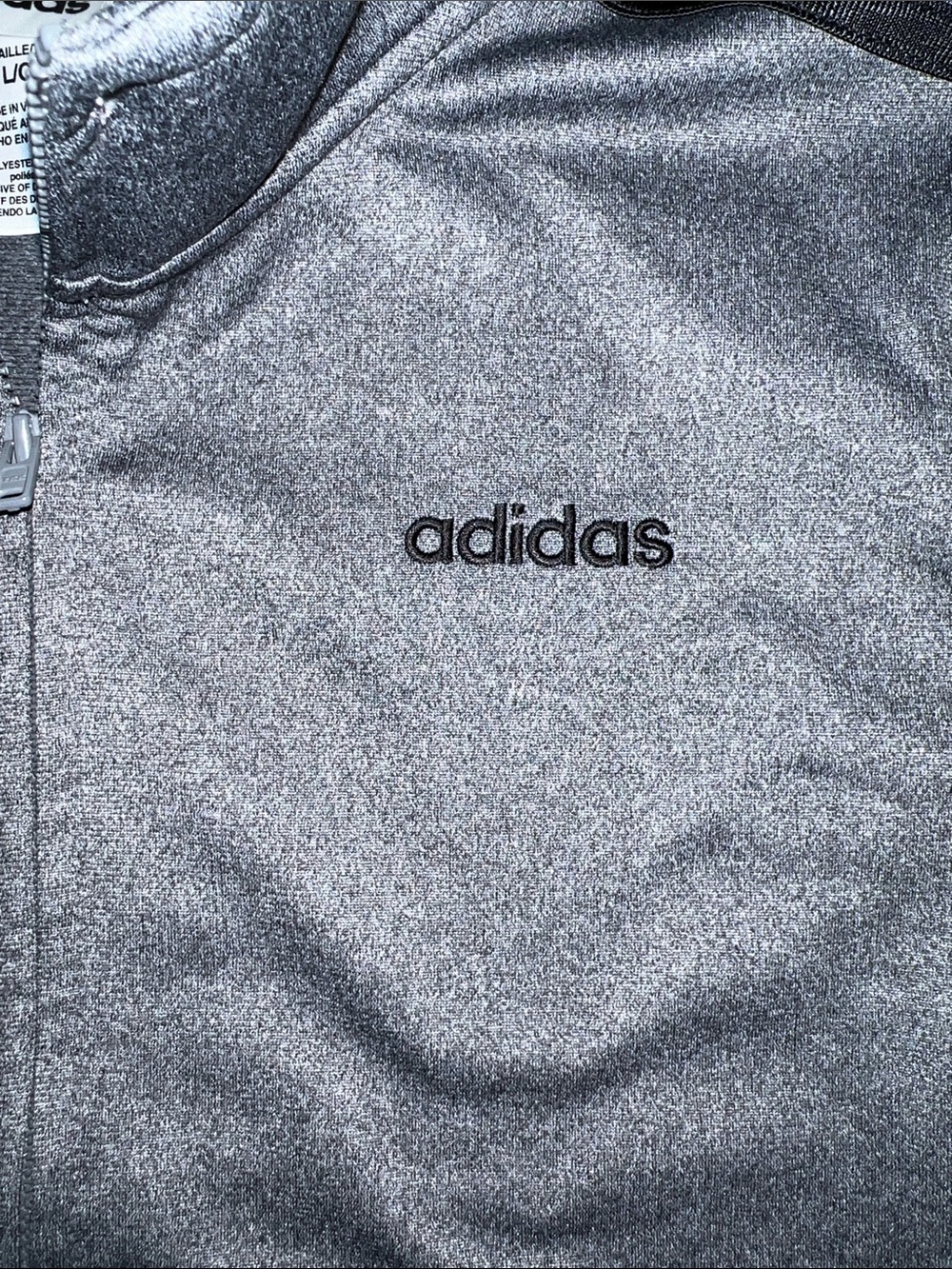 adidas Kid’s Gray Full-Zip Track Jacket with Black Stripes - Picture 3 of 11